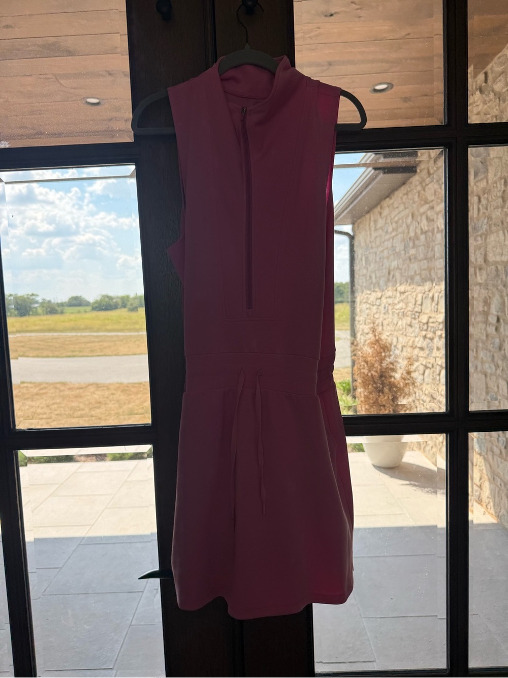 Salt project Women's Sleeveless Pink Zip-Front Drawstring Dress